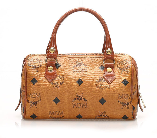 エム シー エム ブラウン 茶 レザー ハンドバッグ ユニセックス MCM 中古