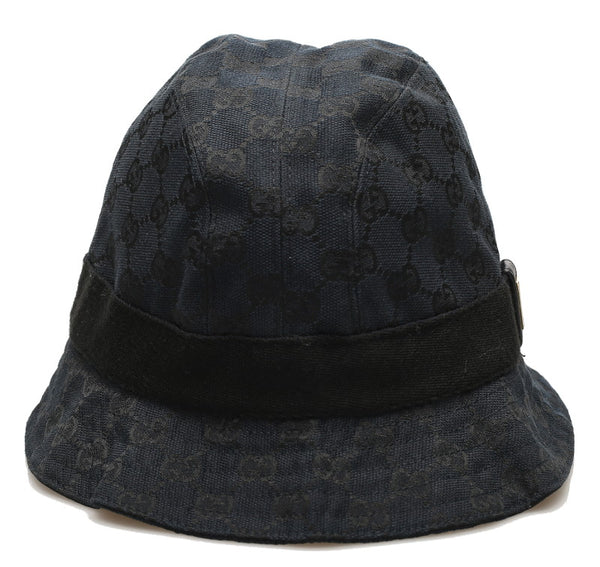 グッチ GGキャンバス ブラック 黒 キャンバス ハット  GUCCI 中古