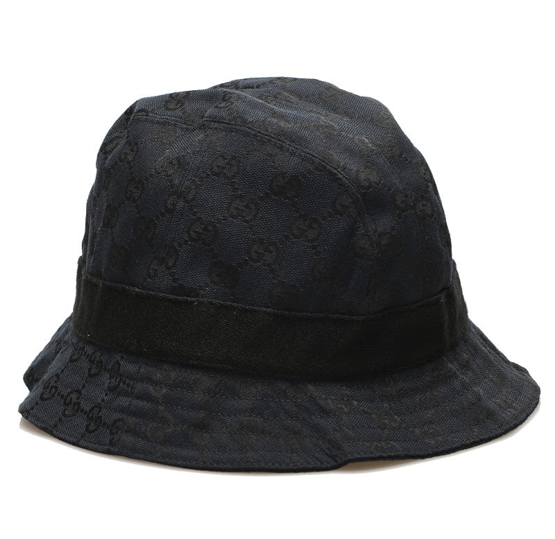 グッチ GGキャンバス ブラック 黒 キャンバス ハット  GUCCI 中古