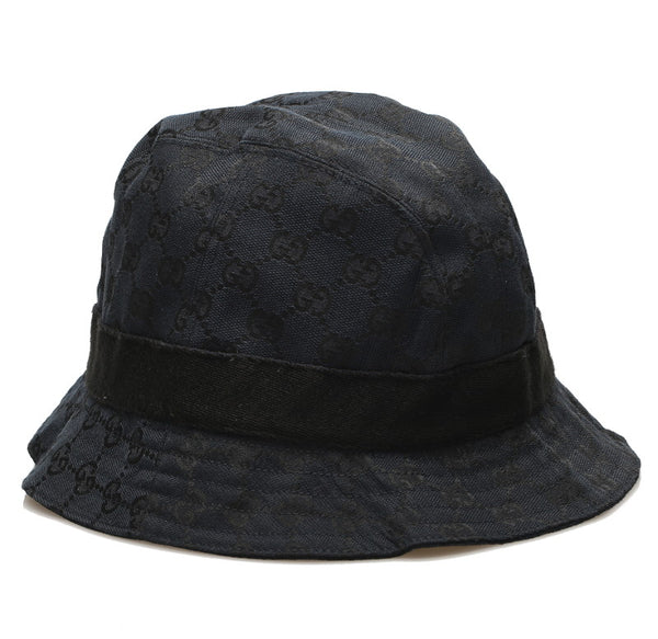 グッチ GGキャンバス ブラック 黒 キャンバス ハット  GUCCI 中古