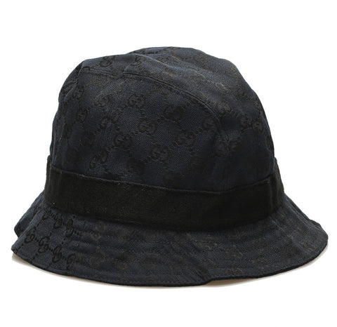 グッチ GGキャンバス ブラック 黒 キャンバス ハット  GUCCI 中古