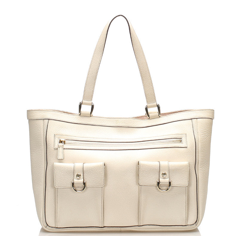 グッチ アビー 146247 ホワイト 白 レザー トートバッグ レディース GUCCI 中古