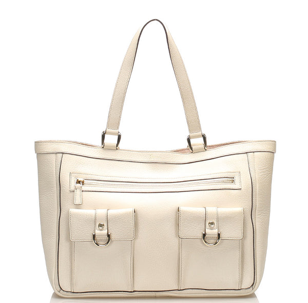 グッチ アビー 146247 ホワイト 白 レザー トートバッグ レディース GUCCI 中古