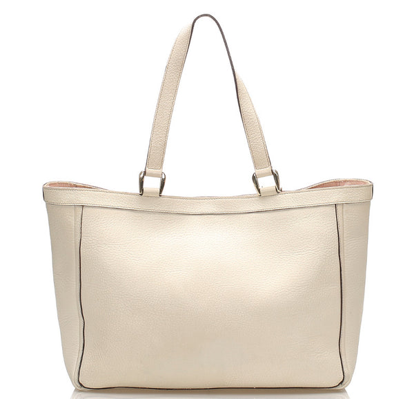 グッチ アビー 146247 ホワイト 白 レザー トートバッグ レディース GUCCI 中古