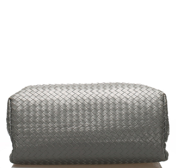 ボッテガヴェネタ イントレチャート グレー レザー トートバッグ ユニセックス BOTTEGAVENETA 中古