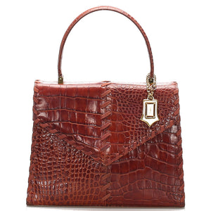 イヴ サンローラン ワインレッド クロコ型押し ハンドバッグ レディース YVES SAINT LAURENT 中古