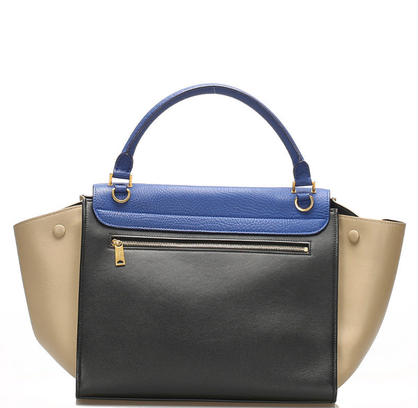 セリーヌ トラベーズ ブルー ブラック レザー ハンドバッグ レディース CELINE 中古