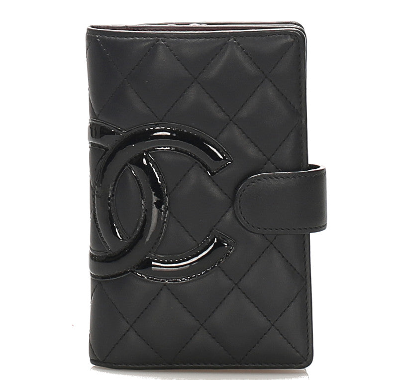 シャネル カンボンライン ブラック 黒 レザー 二つ折り財布 レディース CHANEL 中古