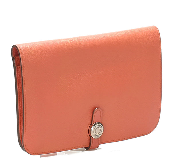 エルメス ドゴン ピンク レザー 長財布 レディース HERMES 中古