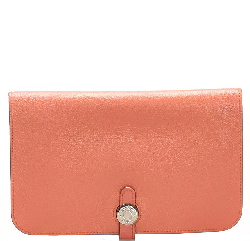 エルメス ドゴン ピンク レザー 長財布 レディース HERMES 中古