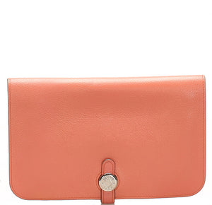エルメス ドゴン ピンク レザー 長財布 レディース HERMES 中古