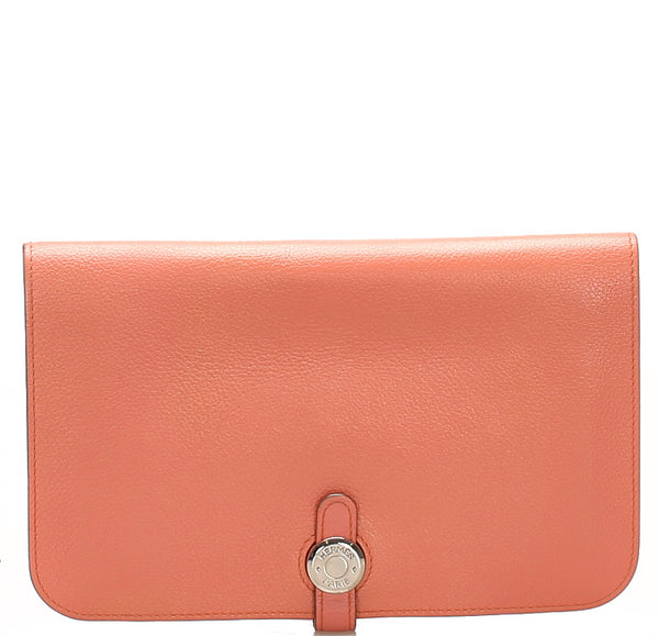 エルメス ドゴン ピンク レザー 長財布 レディース HERMES 中古