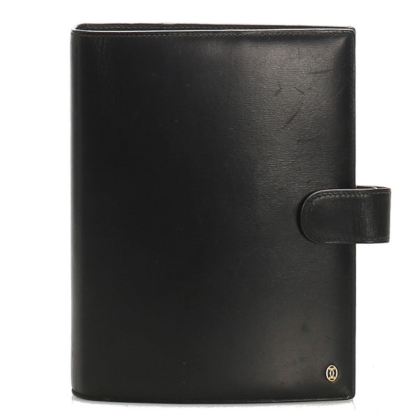 カルティエ ブラック 黒 レザー 手帳カバー ユニセックス CARTIER 中古