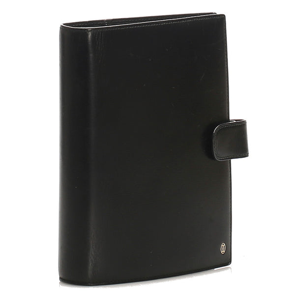 カルティエ ブラック 黒 レザー 手帳カバー ユニセックス CARTIER 中古