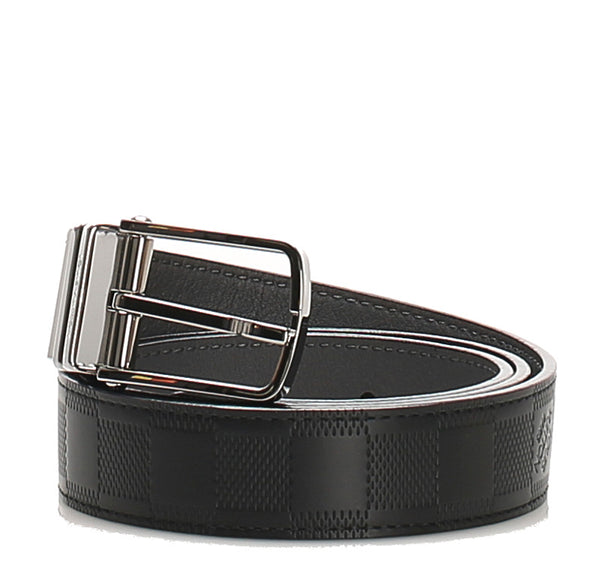 ルイ ヴィトン ダミエ アンフィニ サンチュールボストン M9788 ブラック 黒 レザー ベルト メンズ LOUIS VUITTON 中古