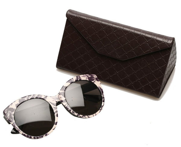 グッチ ネイビー ホワイト プラスチック サングラス レディース GUCCI 中古