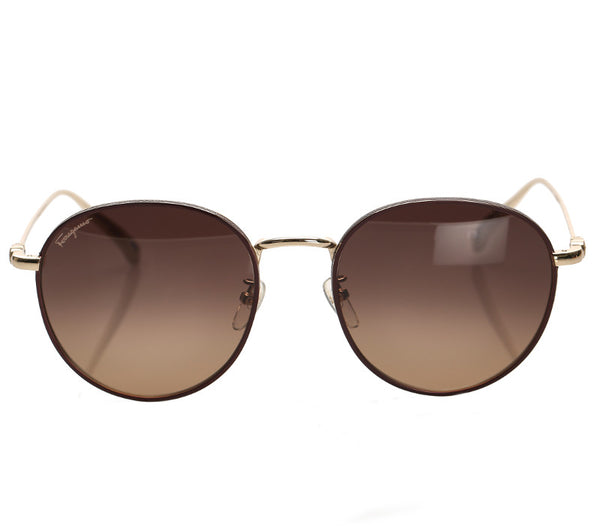 サルヴァトーレフェラガモ ブラウン ゴールド メタル プラスチック サングラス ユニセックス Salvatore Ferragamo 中古