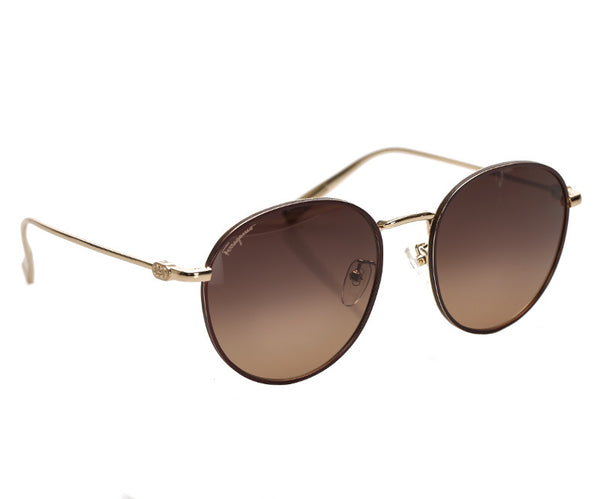 サルヴァトーレフェラガモ ブラウン ゴールド メタル プラスチック サングラス ユニセックス Salvatore Ferragamo 中古