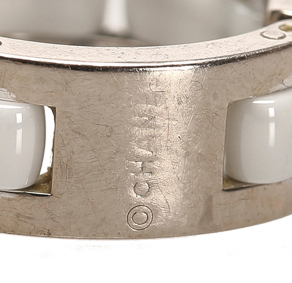 シャネル K18WG ホワイトゴールド セラミック 750 リング 指輪 レディース CHANEL 10号 中古