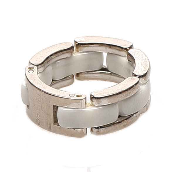 シャネル K18WG ホワイトゴールド セラミック 750 リング 指輪 レディース CHANEL 10号 中古