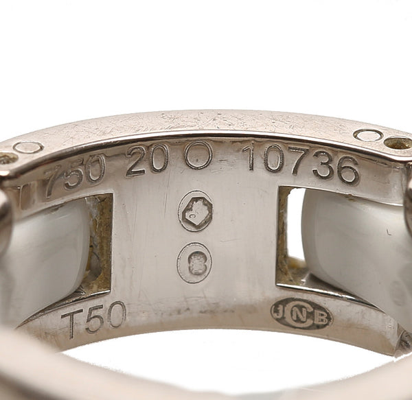 シャネル K18WG ホワイトゴールド セラミック 750 リング 指輪 レディース CHANEL 10号 中古