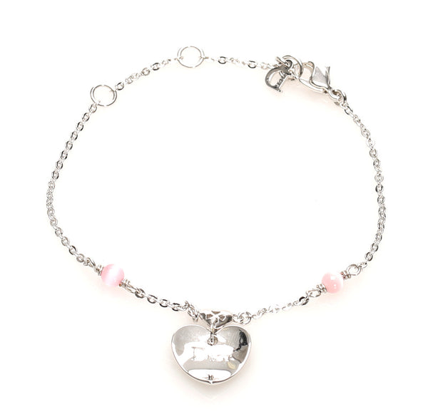 ディオール ハートモチーフ ストーン シルバー メタル ブレスレット レディース Dior 中古