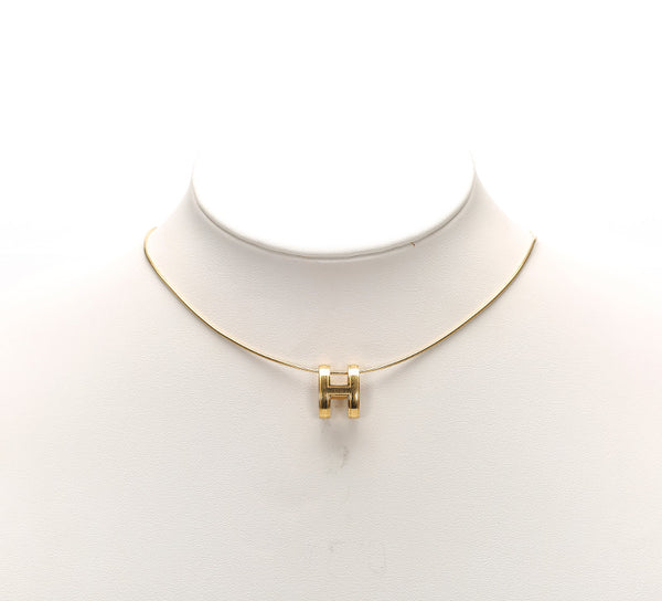 エルメス ポップアップ H ゴールド メッキ ネックレス レディース HERMES 中古