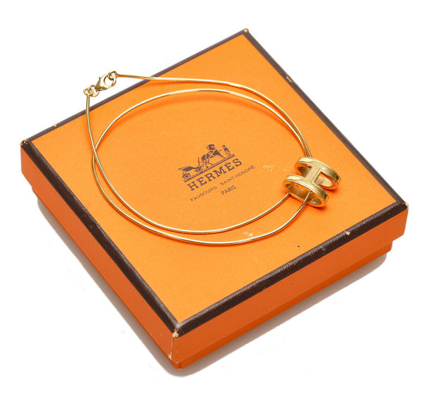エルメス ポップアップ H ゴールド メッキ ネックレス レディース HERMES 中古