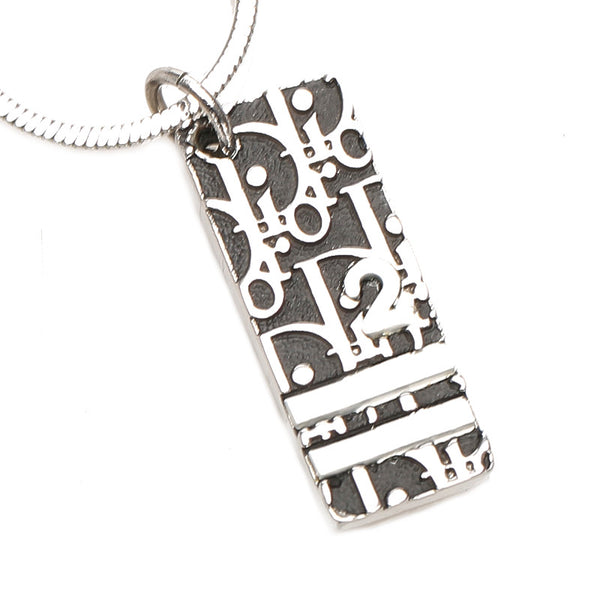 ディオール シルバー ブラックホワイト メタル トロッター ネックレス レディース Dior 中古