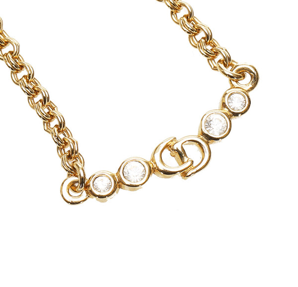 ディオール ゴールド メッキ ストーン ネックレス レディース Dior 中古