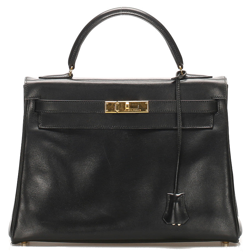 エルメス ケリー35 ブラック 黒 レザー ハンドバッグ レディース HERMES 〇Ｚ(1996年制)刻印 中古