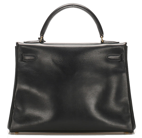 エルメス ケリー35 ブラック 黒 レザー ハンドバッグ レディース HERMES 〇Ｚ(1996年制)刻印 中古