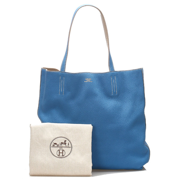 エルメス ドゥブルセンス45 ブルー 青 レザー トートバッグ ユニセックス HERMES □O(2011年制)刻印 中古