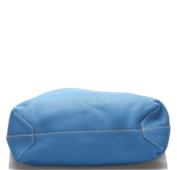 エルメス ドゥブルセンス45 ブルー 青 レザー トートバッグ ユニセックス HERMES □O(2011年制)刻印 中古