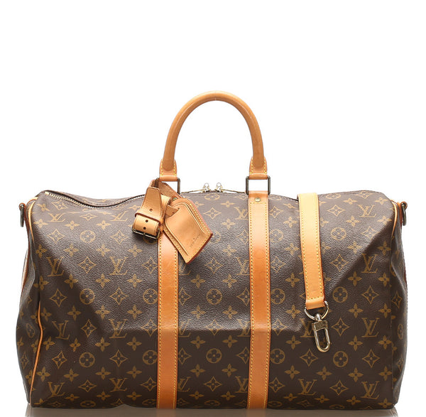 ルイ ヴィトン モノグラム キーポル バンドリエール45 M41418 ブラウン 茶 PVC レザー ボストンバッグ ユニセックス LOUIS VUITTON 中古