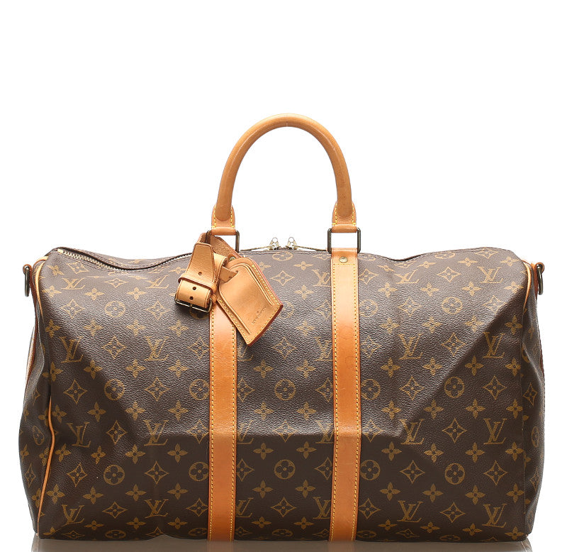 ルイ ヴィトン モノグラム キーポル バンドリエール45 M41418 ブラウン 茶 PVC レザー ボストンバッグ ユニセックス LOUIS VUITTON 中古
