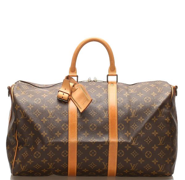 ルイ ヴィトン モノグラム キーポル バンドリエール45 M41418 ブラウン 茶 PVC レザー ボストンバッグ ユニセックス LOUIS VUITTON 中古