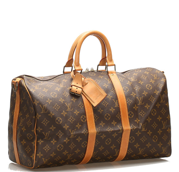 ルイ ヴィトン モノグラム キーポル バンドリエール45 M41418 ブラウン 茶 PVC レザー ボストンバッグ ユニセックス LOUIS VUITTON 中古