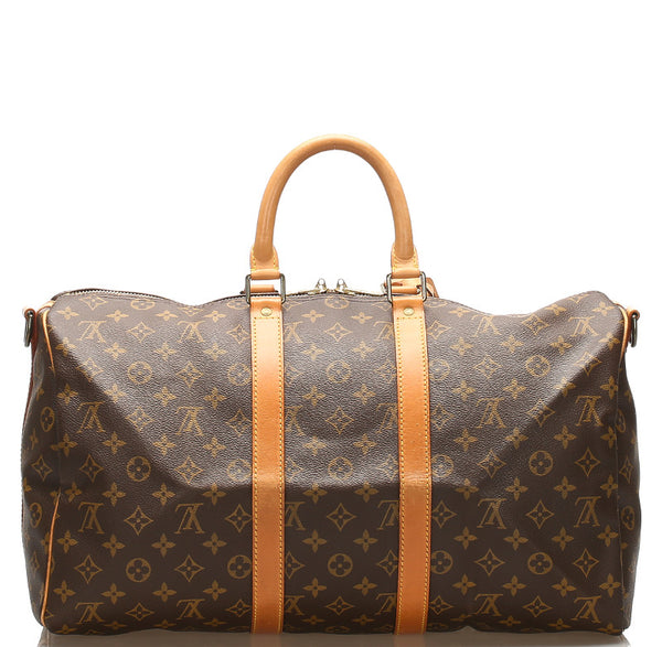 ルイ ヴィトン モノグラム キーポル バンドリエール45 M41418 ブラウン 茶 PVC レザー ボストンバッグ ユニセックス LOUIS VUITTON 中古
