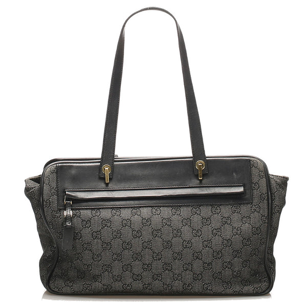 グッチ GGキャンバス 92730 グレー キャンバス レザー トートバッグ レディース GUCCI 中古