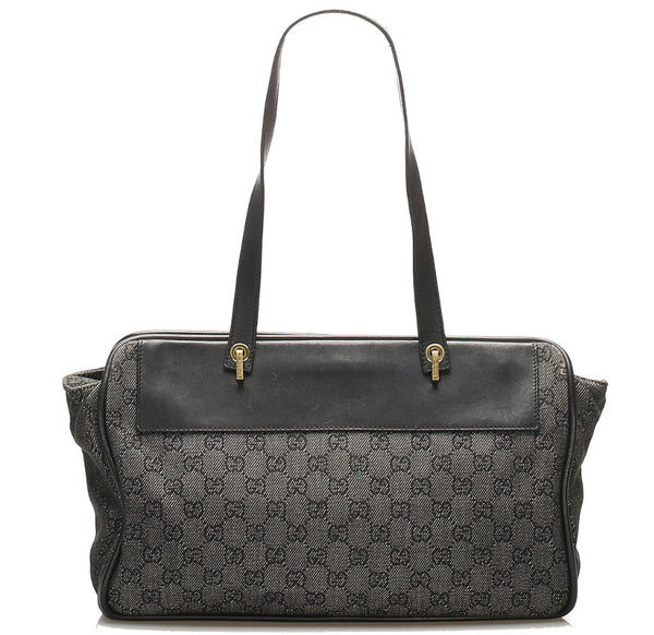 グッチ GGキャンバス 92730 グレー キャンバス レザー トートバッグ レディース GUCCI 中古