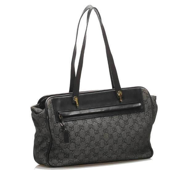 グッチ GGキャンバス 92730 グレー キャンバス レザー トートバッグ レディース GUCCI 中古