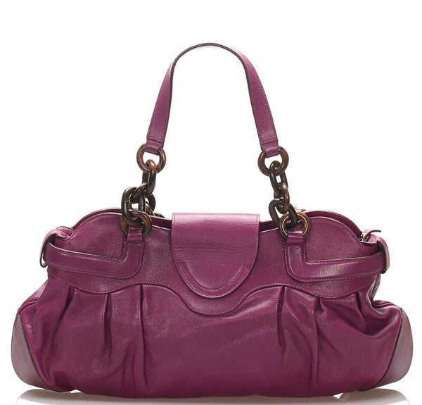 サルヴァトーレフェラガモ AU-21/6371 パープル 紫 レザー ハンドバッグ レディース Salvatore Ferragamo 中古
