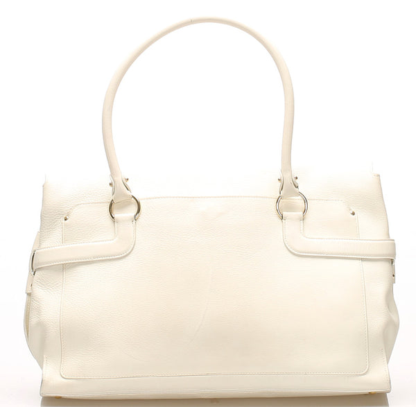 サルヴァトーレフェラガモ ガンチーニ AU-21 5354 ホワイト 白 レザー トートバッグ レディース Salvatore Ferragamo 中古