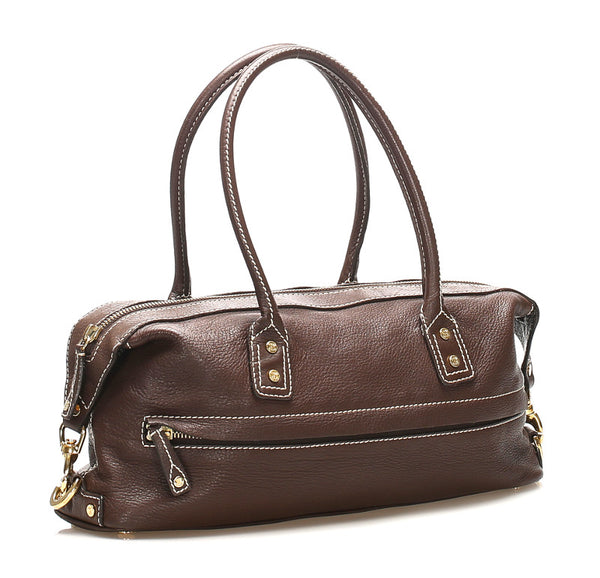 セリーヌ CE00/34 ブラウン レザー ショルダーバッグ レディース CELINE 中古