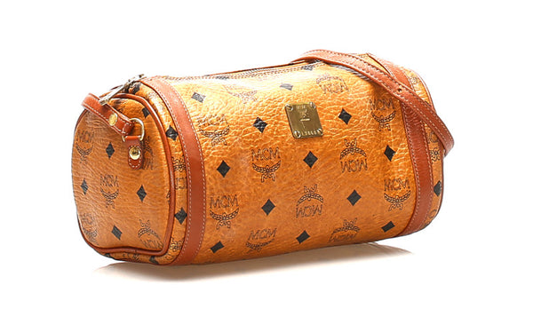 エム シー エム キャメル ブラック レザー ボディバッグ レディース MCM 中古