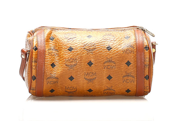 エム シー エム キャメル ブラック レザー ボディバッグ レディース MCM 中古