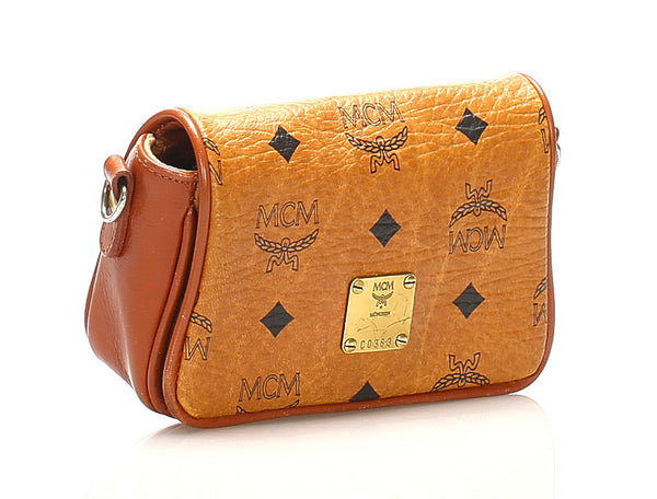 エム シー エム ブラウン 茶 レザー ショルダーバッグ レディース MCM 中古