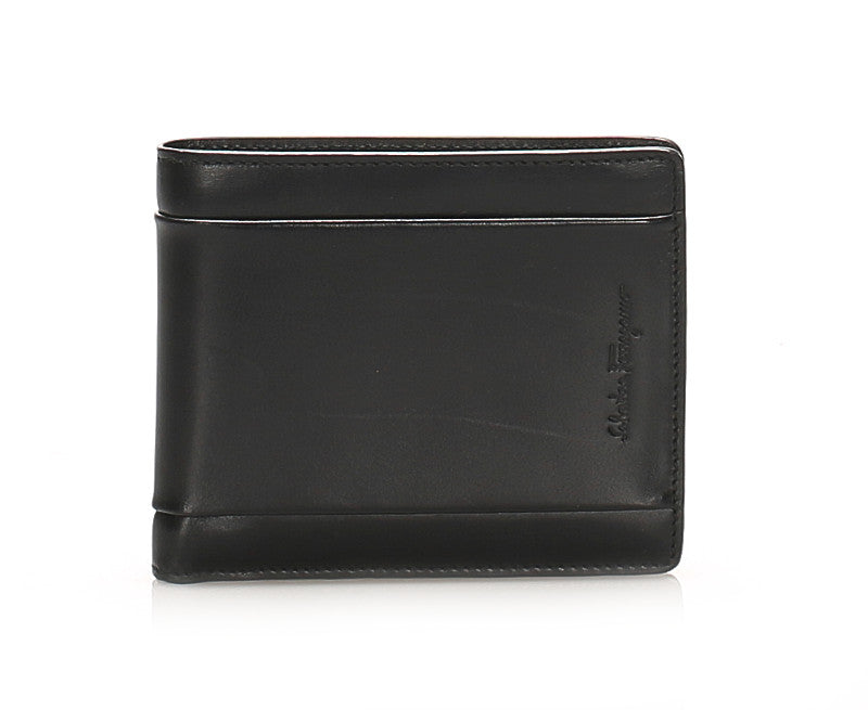 サルヴァトーレフェラガモ ブラック 黒 レザー 二つ折り財布 メンズ Salvatore Ferragamo 中古
