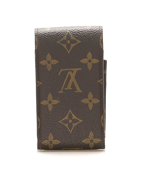 ルイ ヴィトン モノグラム エテュイ シガレット M63024 ブラウン 茶 PVC レザー シガレットケース ユニセックス LOUIS VUITTON 中古